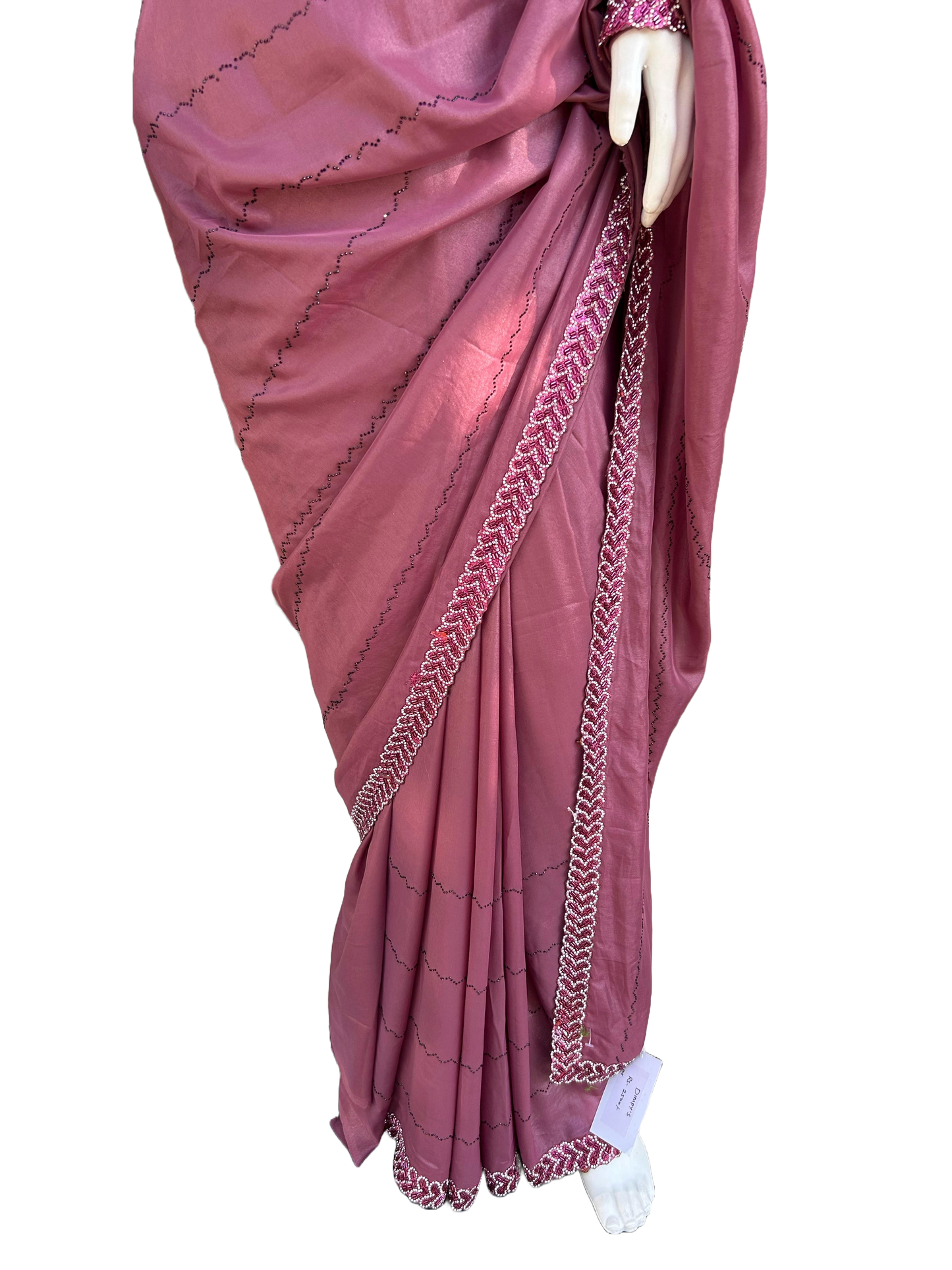 Shimmering Blush Jimmy choo Saree with Diamond work on border