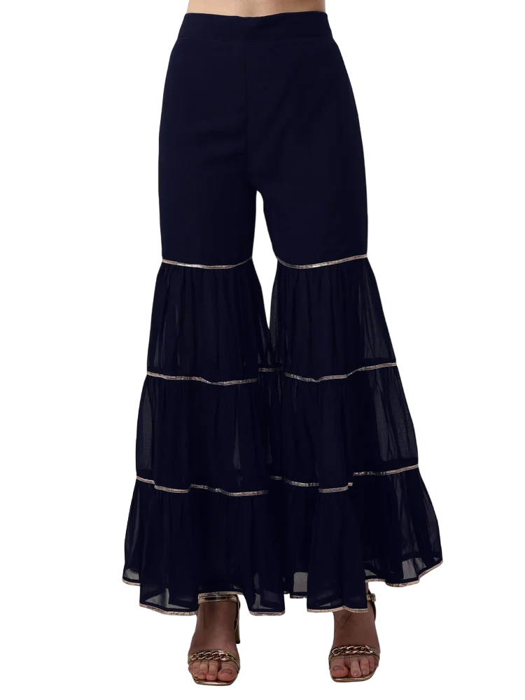 Pretty Women's Peplum Embroidered Sharara Set