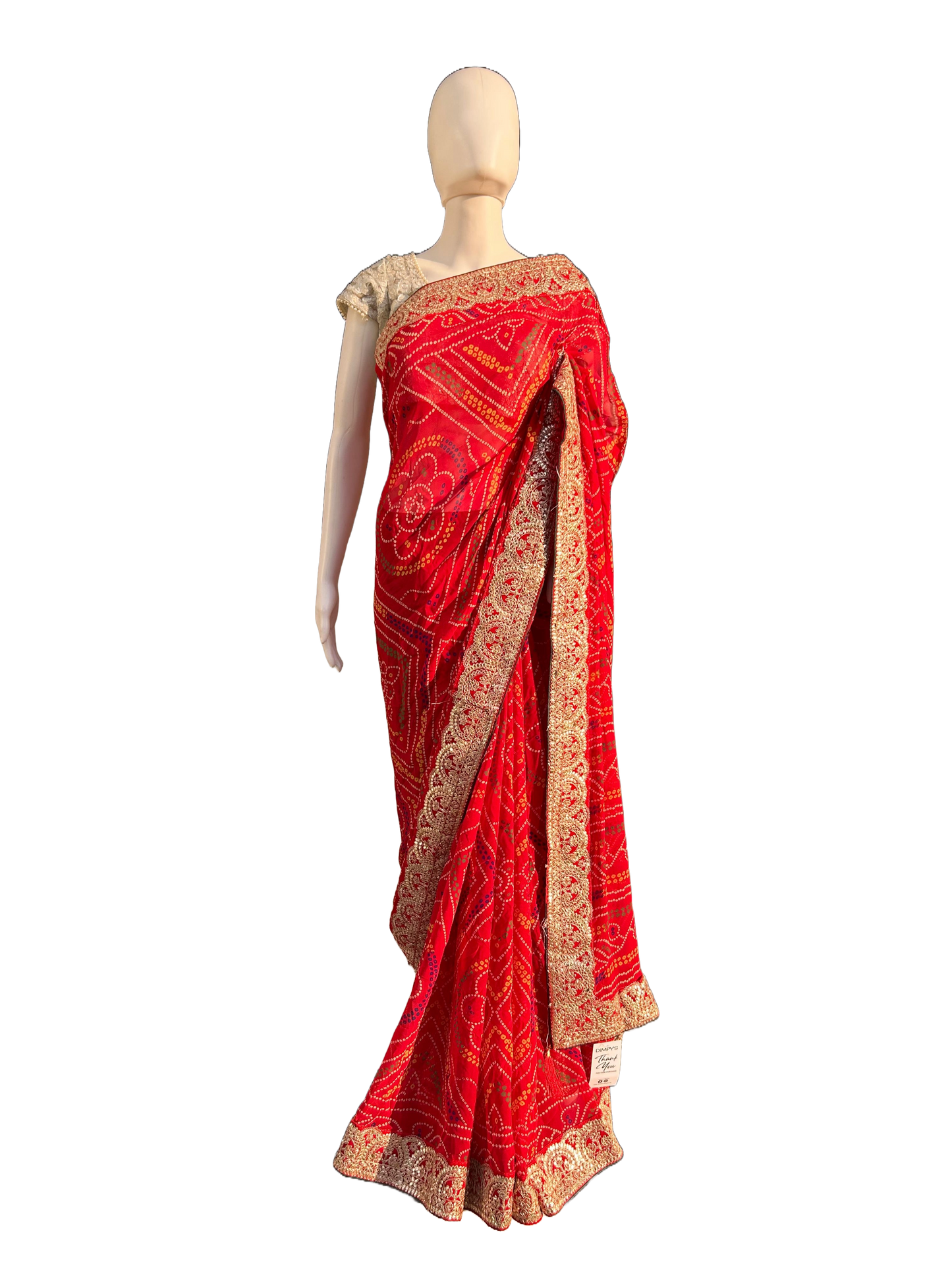 Beautiful Bandhej Red Saree in Bridal look