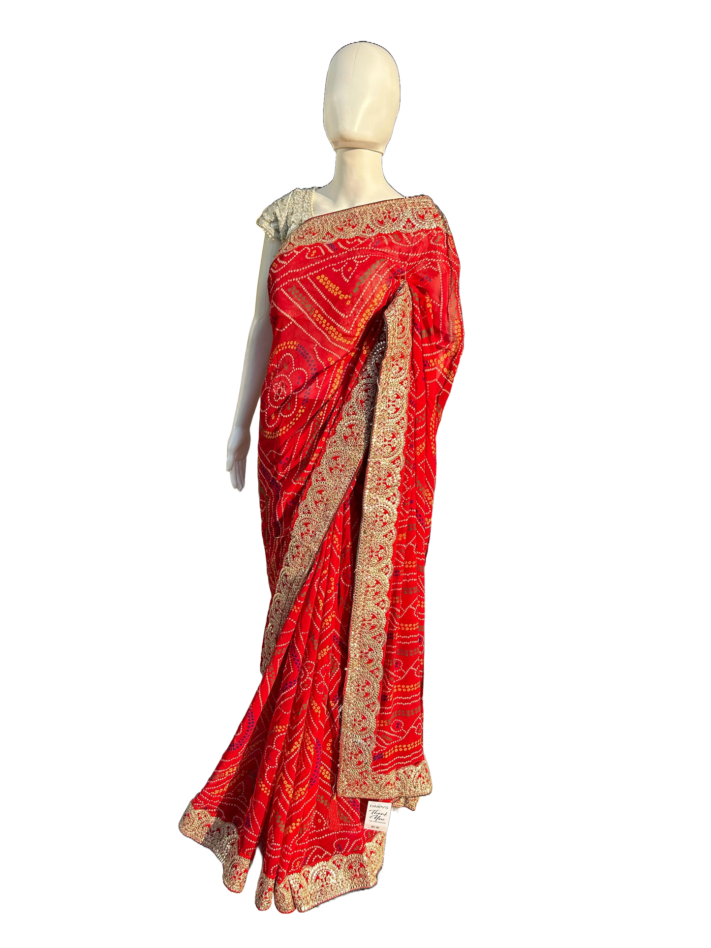 Beautiful Bandhej Red Saree in Bridal look