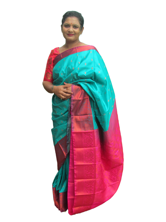 Pretty Women's Sky Blue Silk Saree