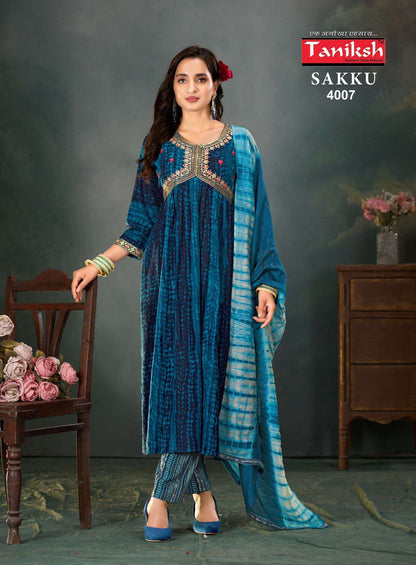 Beautiful Heavy Rayon ALIYA CUT Kurti Set in Navy Blue Color