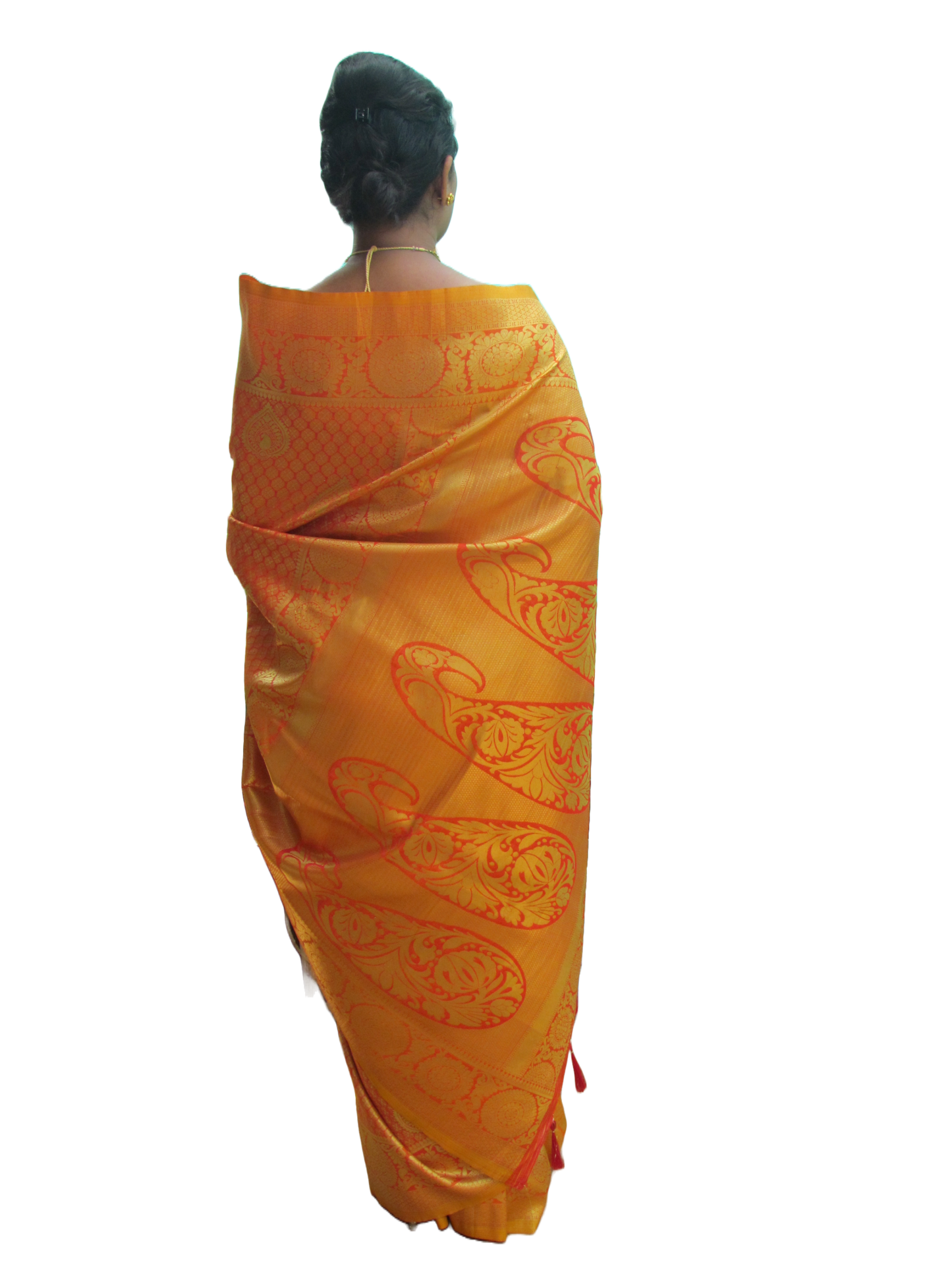 Pretty Women's Orange Kanjivaram Silk Saree