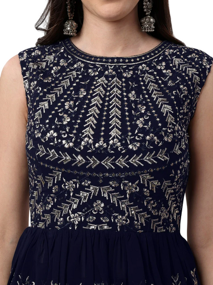 Pretty Women's Peplum Embroidered Sharara Set