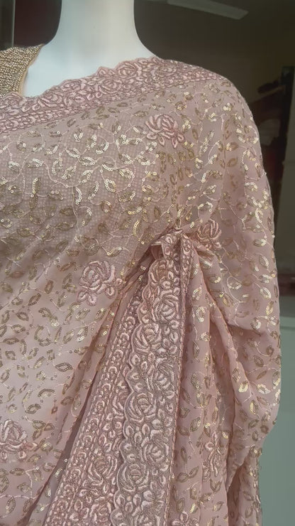 Gorgeous Georgette Saree with Sequin Embellishments