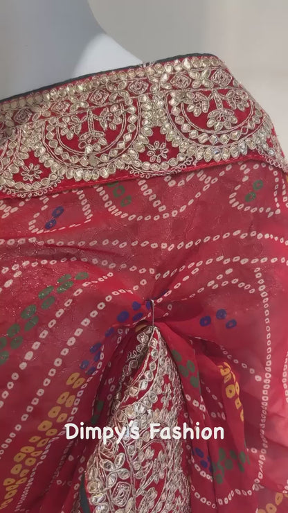 Beautiful Bandhej Red Saree in Bridal look