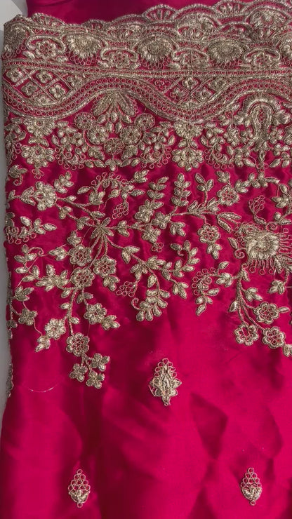 Premium quality Bridal look Saree with Satin fabric in Red Color